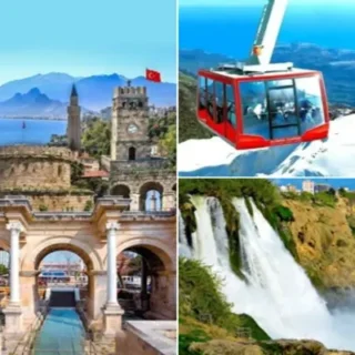 Zarezerwuj wycieczkę po mieście Antalya! Całodniowe zwiedzanie: Kolejka linowa Olympos, historyczne Kaleici i wodospady Düden. Obejmuje lunch i przewodnika.