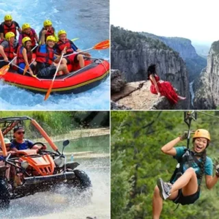Насладитесь приключением "4 в 1" из Анталии! Откройте для себя каньон Тазы и каньон Кёпрюлю с джип-сафари, рафтингом, багги и зиплайном в одном захватывающем комбинированном туре.