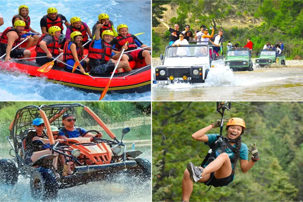 Experience the ultimate 4-in-1 adventure in Alanya! Join our rafting, buggy, jeep safari & zipline trip in Köprülü Canyon — a full-day outdoor excursion!
