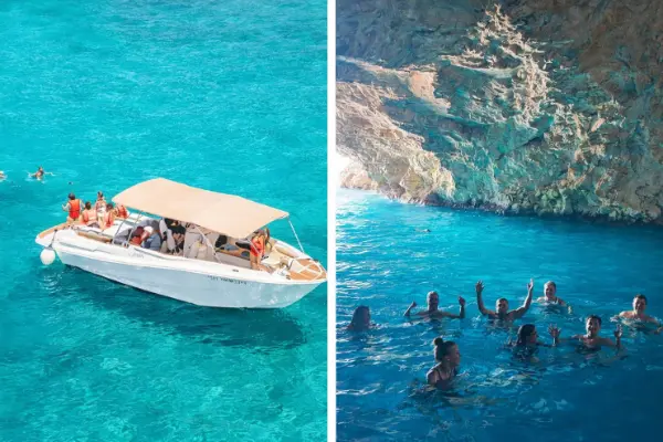 Odkryj Błękitną Jaskinię podczas wycieczki łodzią motorową z Budvy. Pływaj w krystalicznie czystej wodzie, odwiedź ukryte plaże i podziwiaj wspaniałe widoki na Riwierę Budva.